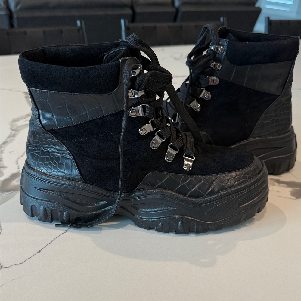 Fashion Nova Black Combat Boots